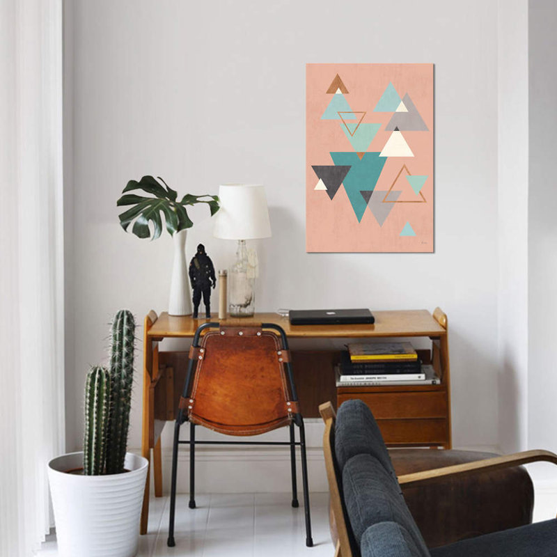 « abstract geo ii rose », impression sur toile, H 12 po x l 8 po x P 0,75 po, Toile tendue, Pas de tapis