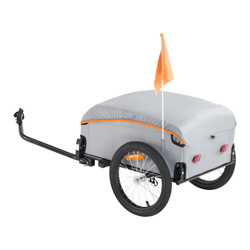Remorque de cargaison de vélo robuste avec housse imperméable, chariot pliable de chariot à vélo d'une capacité de 100 lb pour les aventures en plein air