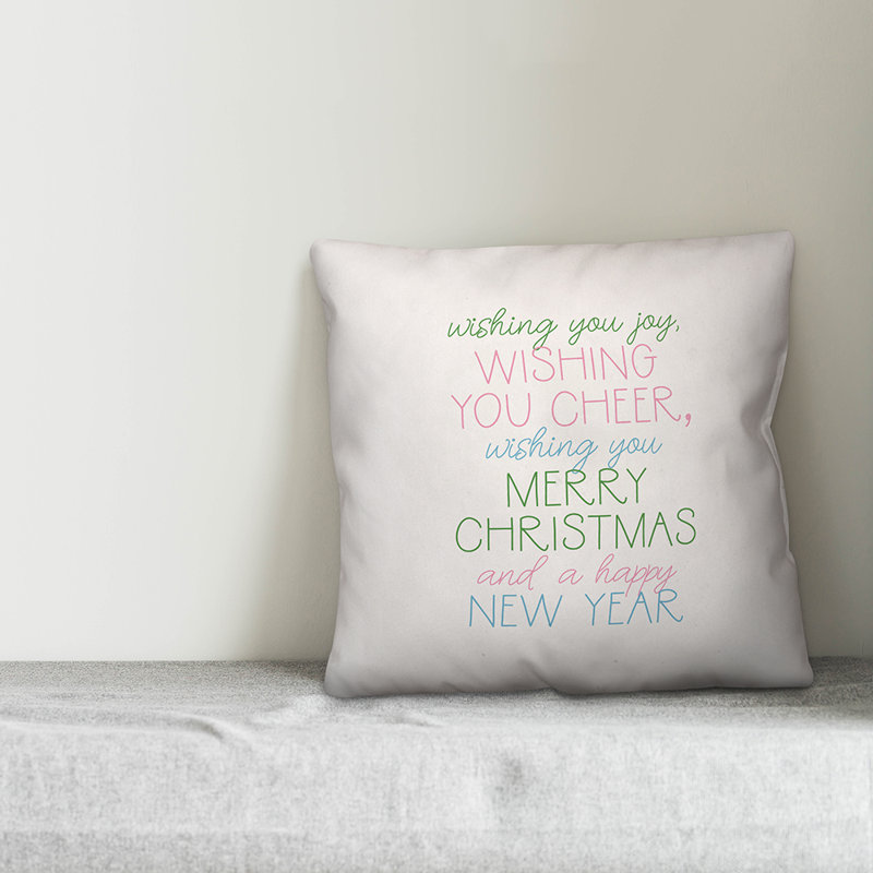  Housse de coussin W souhait You Joy and Cheer, 16 po x 1 po, Housse de coussin seulement - Insert