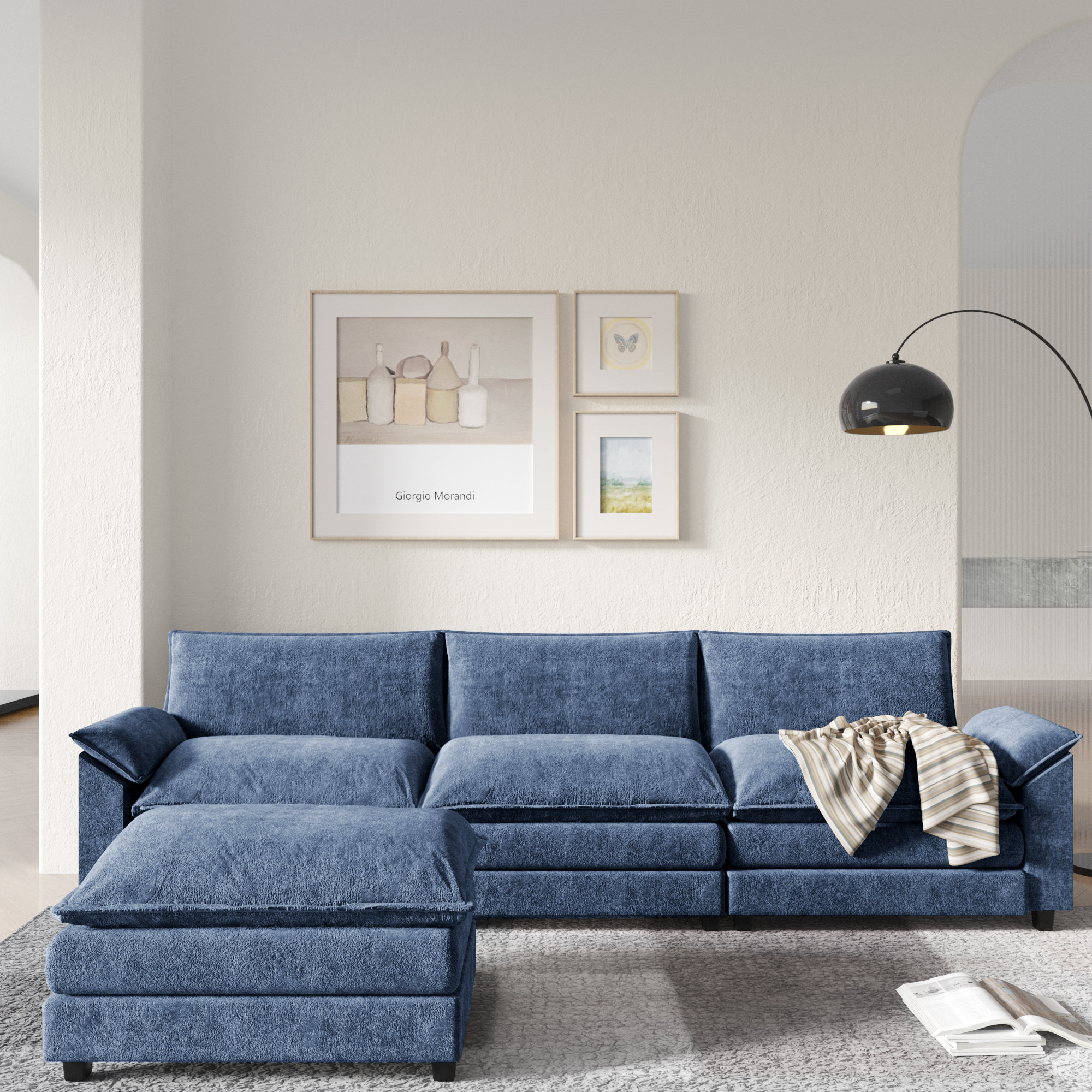 L-Shaped Upholstered Sectional Sofa
