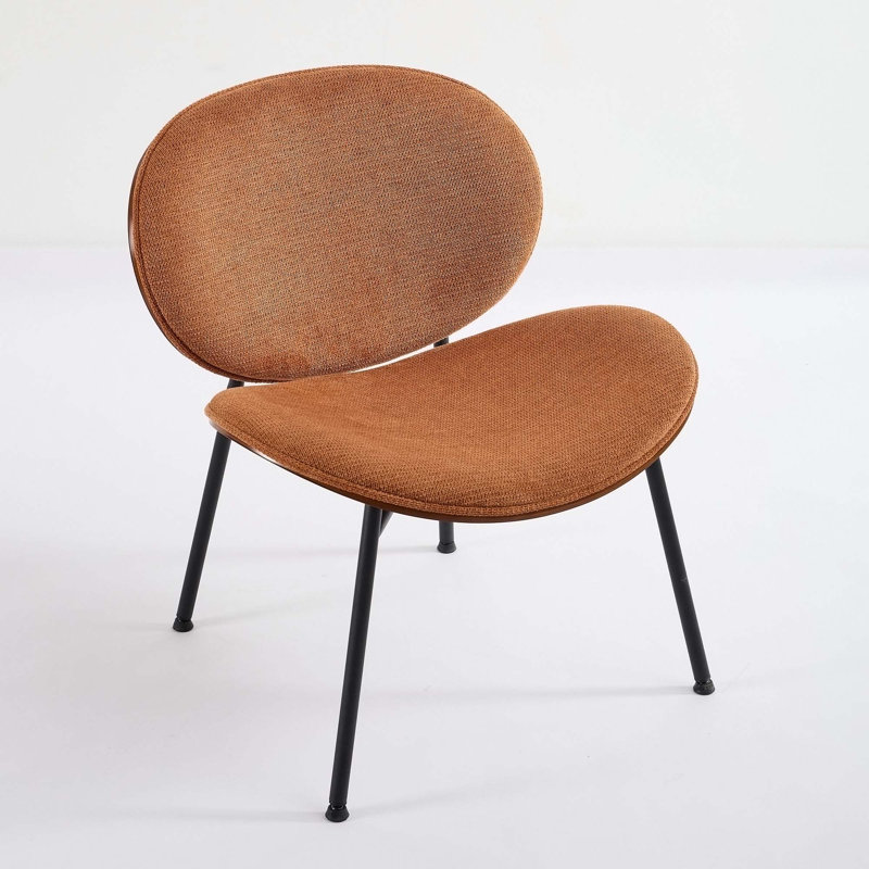 Anson Mid-Century Modern Upholstered Accent Chair, Orange Fabric