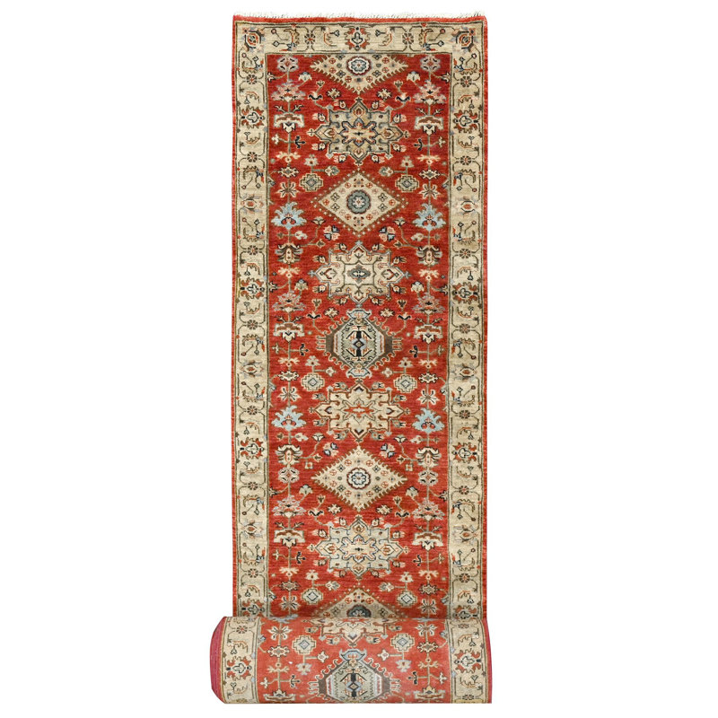 Raducanu One-of-a-Kind 2'10" X 24'9" New Age Runner Wool Area Rug Red