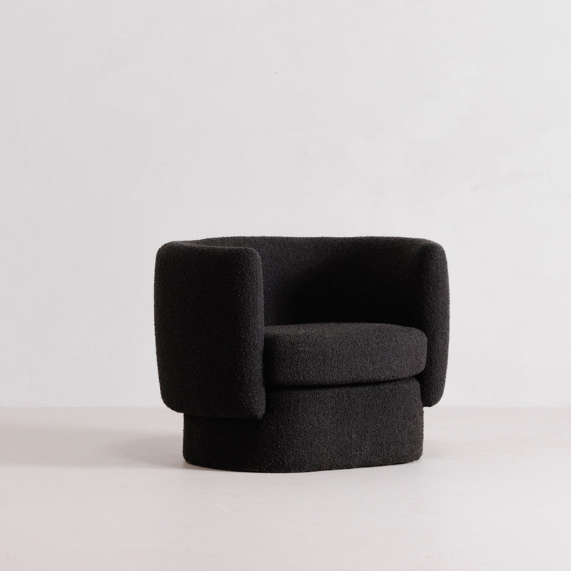 Koba Barrel Chair, Maya Black Boucle