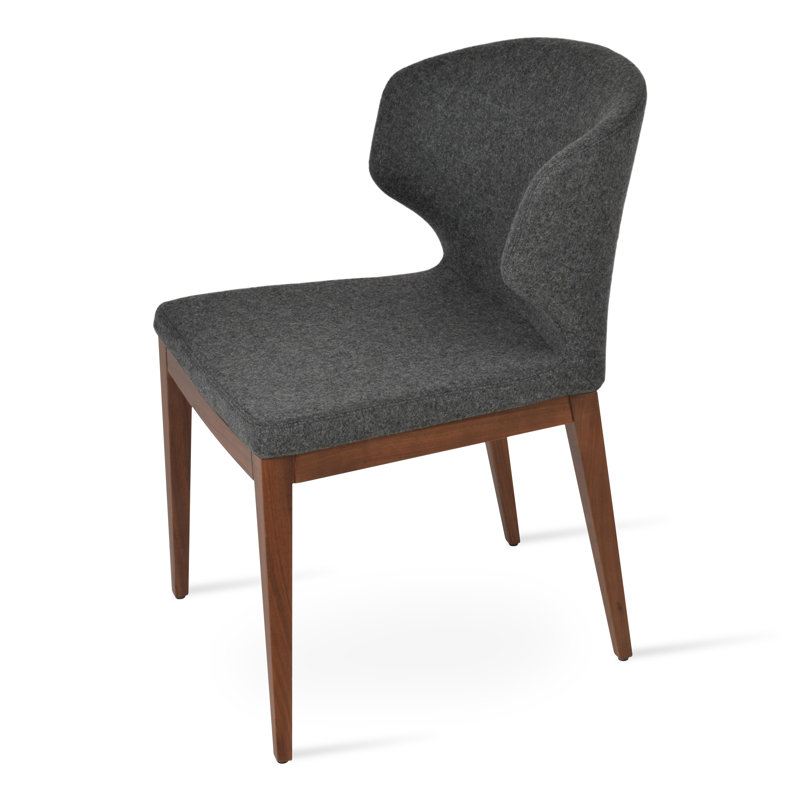Amed Plus Wood Chair, American Walnut, Dark Grey Wool