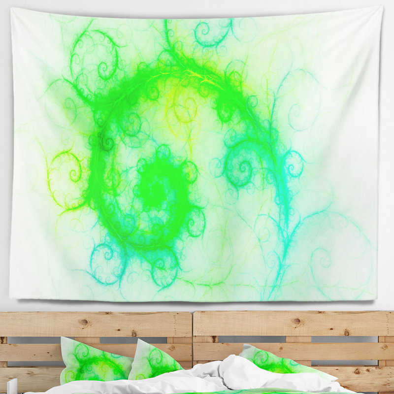 Abstrait magnifique tapisserie à motif vert vif, H 50 po x l 60 po