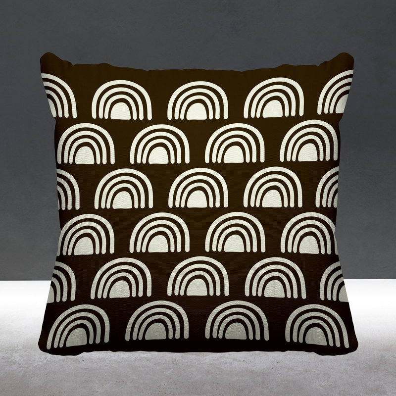 Coussin décoratif à motif abstrait, L 17 po x H 17 po, Brun