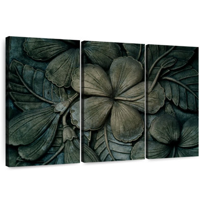 Hibiscus en bois sculpté