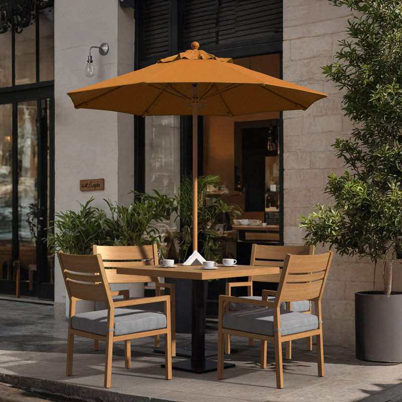 Parasol en bois de teck 7,5 pi, Orange brûlé