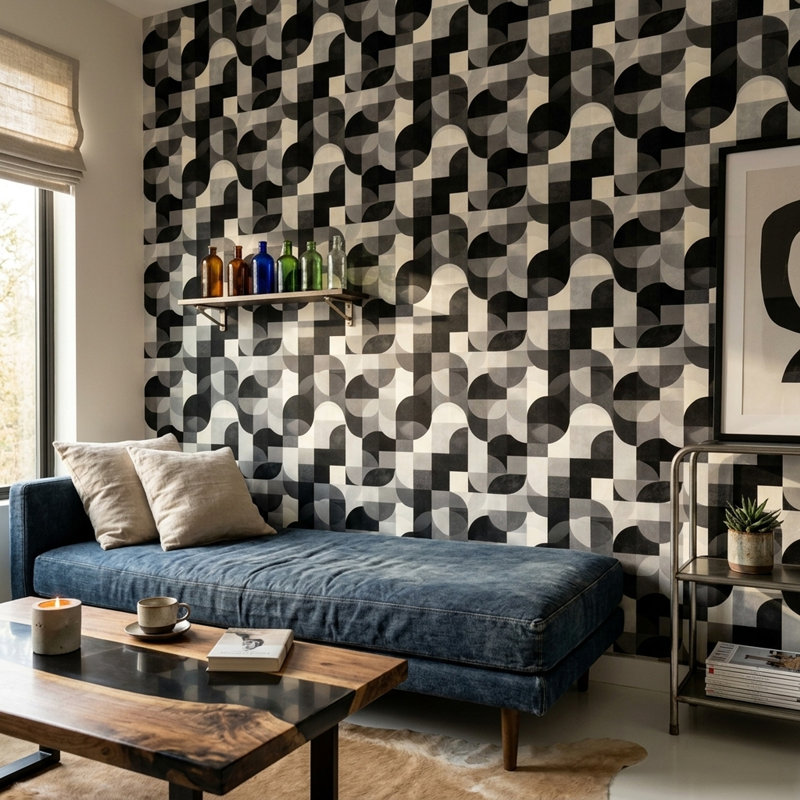 Murale moderne Mid Century, Peler et coller