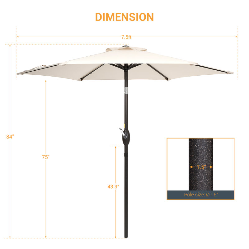 Parasol de marché hexagonal de 7,5 pi Ricki, Beige