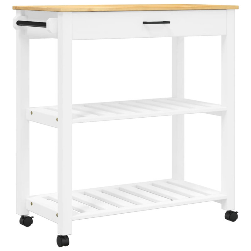 Kitchen Trolley MONZA 84X40x90 Cm Solid Wood Pine, White