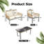 Ensemble de patio d'extérieur en osier 4 pièces, canapé modulaire en L avec table et coussins amovibles