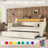 Twin Size Daybed with Trundle, Upholstered Daybed with Charging Station and LED Lights-434683446