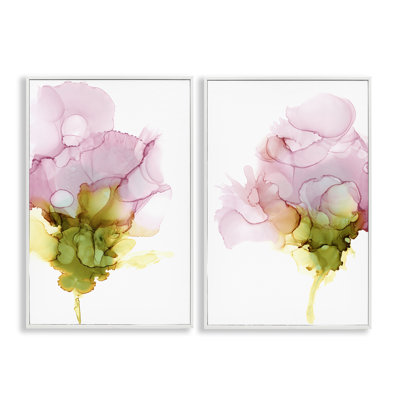 Blooming Pink Ink Blossom 2 PC Giclee Art Set by Jennifer Goldberger