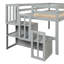 Lit mezzanine bas simple en bois massif avec escalier de rangement main courante-796357218