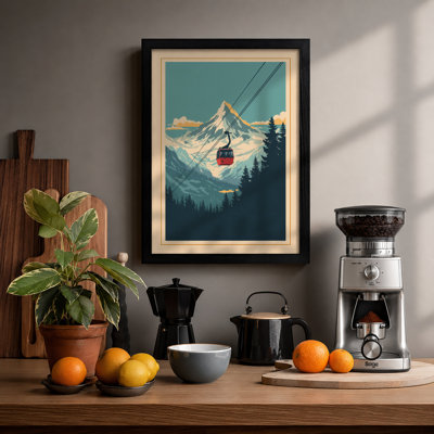 Alpine Gondola Ascent Vintage - Framed Print