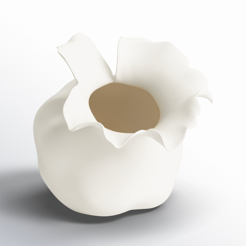 Bia Ceramic Abstract Table Vase, Cream