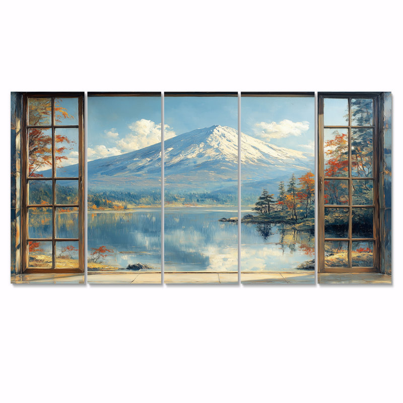 «White Winter Mount Fuji In Japon I», ensemble d'art mural sur toile Japon, H 28 po x l 60 po