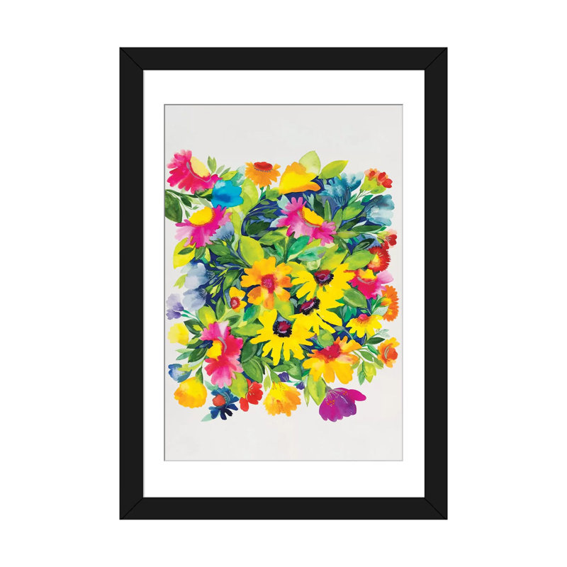 «Late Summers Bouquet», impression sur toile, H 24 po x l 16 po x P 1 po, Papier avec cadre noir, Blanc