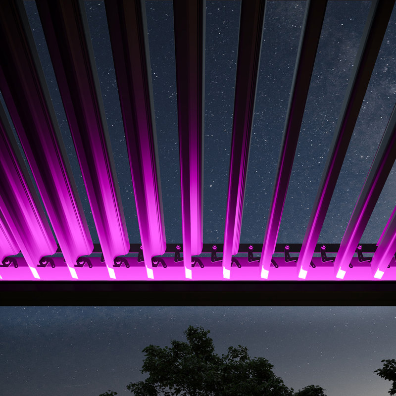 Paloma 3m x 4m Aluminium Pergola with LED Lighting in Grey, Grey