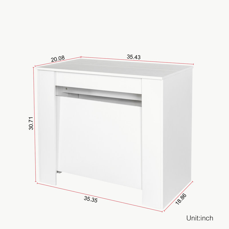 Mallary Drop Leaf extendable Dining Table，Multifunctional extendable console table, White