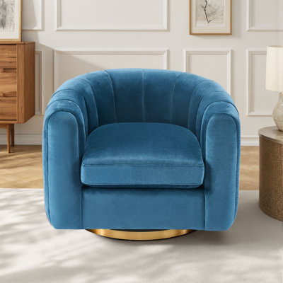 Swivel Accent Chair, Reclining Velvet Barrel Chair