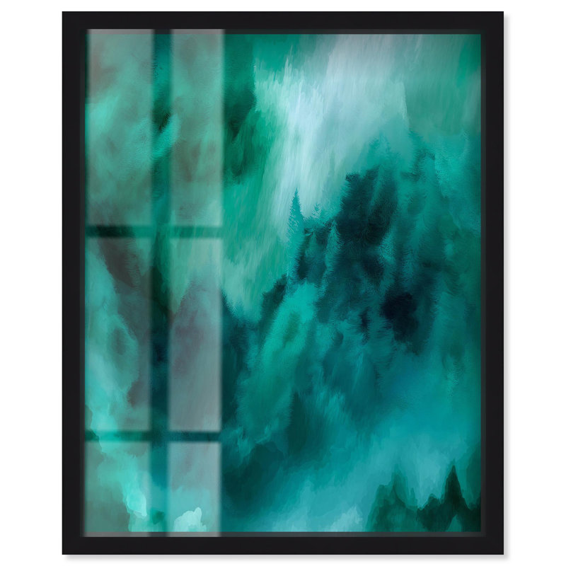 Art texturé bleu sarcelle texturé «I Shadowbox» par Art Remedy, H 37 po x l 31 po, Noir