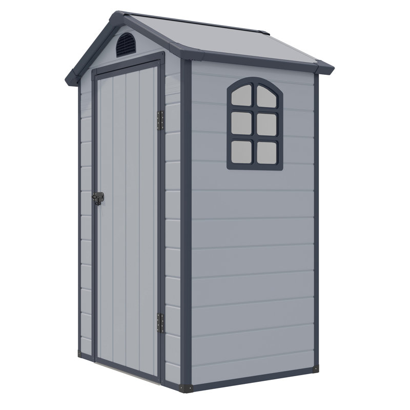 Rowlinson Airevale 4x3 Plastic Apex Shed with Foundation Kit, Light Grey