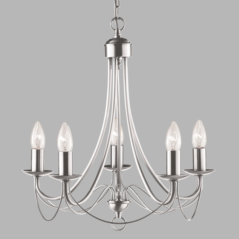 Georgetown Candle Style Chandelier, Satin Silver, 56cm W