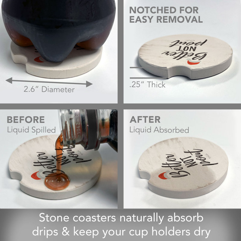 Better Not Pout 2 Pack Stone Car Coasters