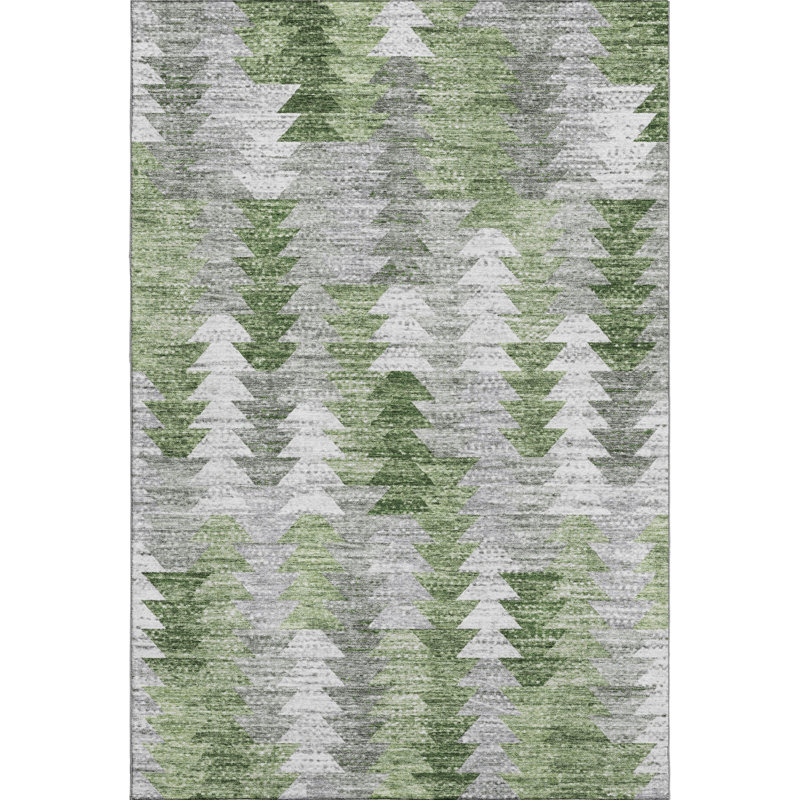Premium Machine Washable Cerrito Green Rug, Rectangle 3' x 5'