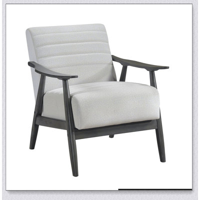 Off White Fabric Armchair with 4 Legs
