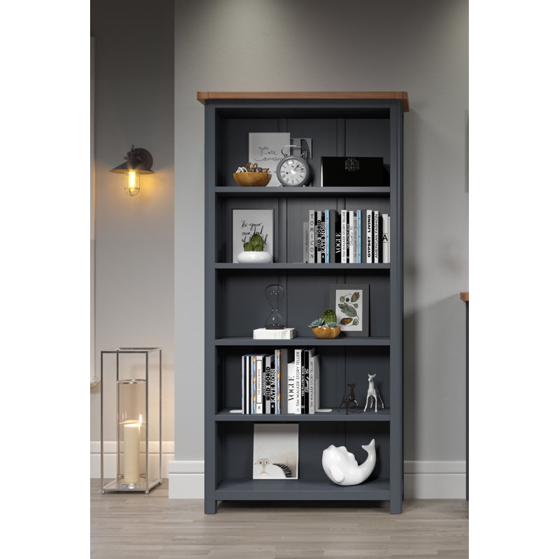 Aulay Tall Bookcase, Midnight Blue, Adjustable Shelves, 180cm H x 90cm W x 30cm D