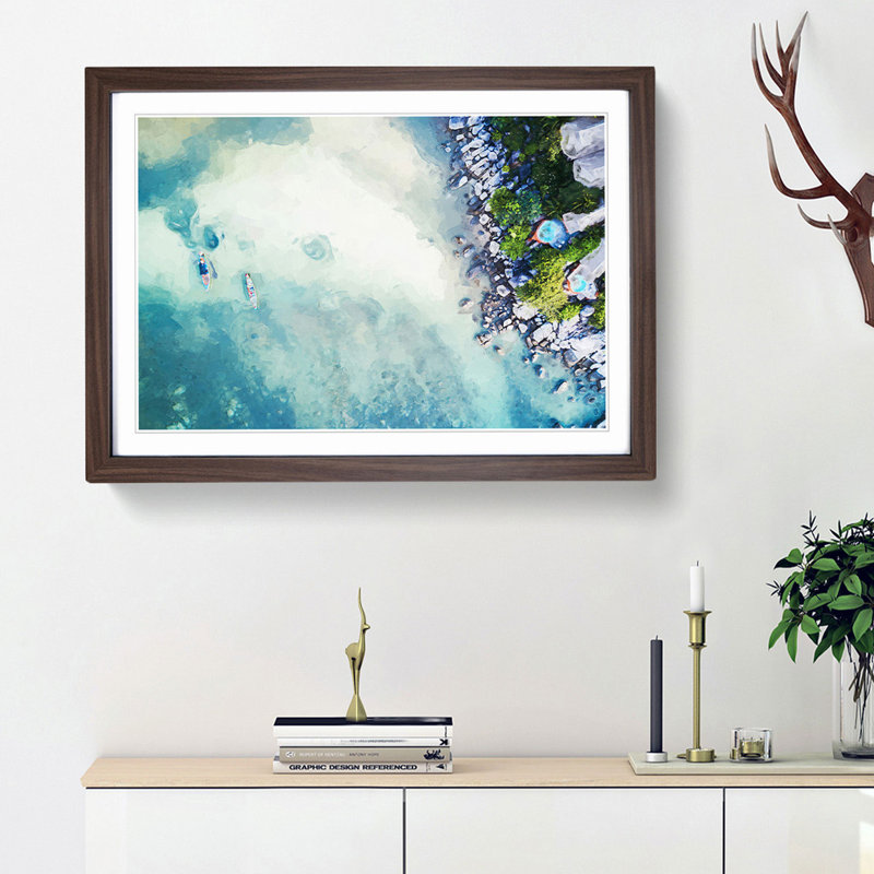 Birds Eye View of Boats in Abstract - Picture Frame Graphic Art Print, Walnut Framed, 27cm H x 36cm W x 2cm D
