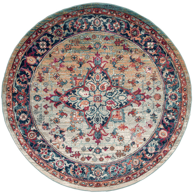 Tapis oriental bleu / brun Cédric, Rond 7 pi 10 po