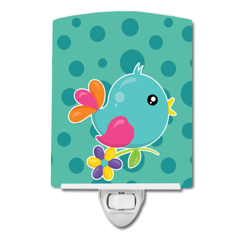 Bird on Polka Dots Ceramic Night Light