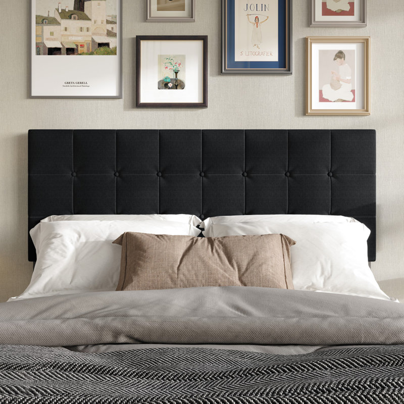 Muntajar Upholstered Headboard, Black, Queen