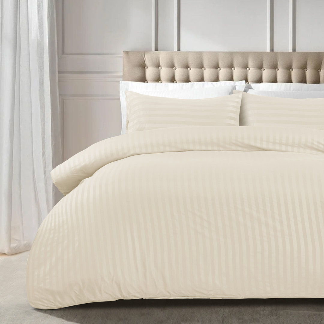 Microfiber Striped Duvet Cover with Pillow Shams Included