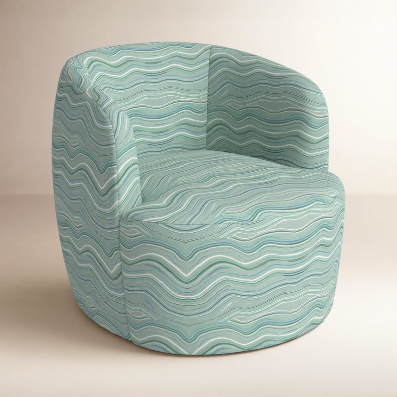 Mina Cotton Swivel Barrel Chair, Stroke Peach Chevron