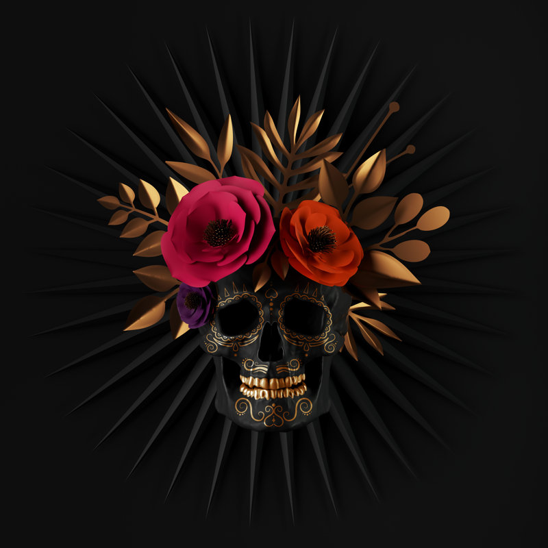 «Floral Skull», impression sur toile tendue, H 20 po x l 20 po