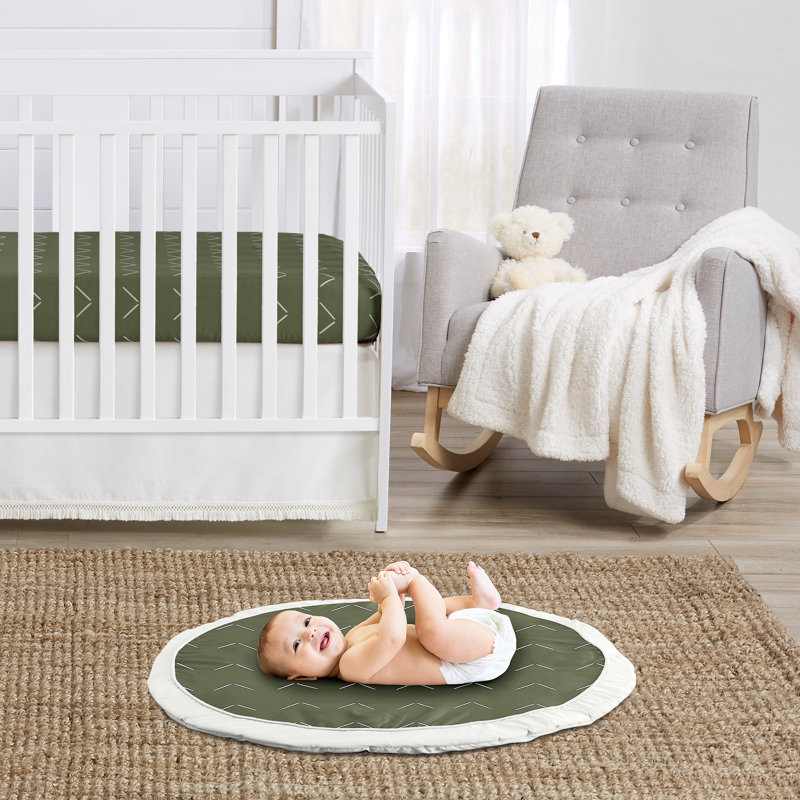Tapis de jeu Diamond touffeté pour bébé par Sweet Jojo Designs, Blanc cassé / vert forêt