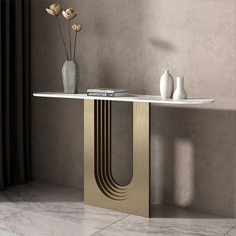Console élégante de style italien, Or champagne, H 33,46 po x l 47,24 po x P 13,78 po