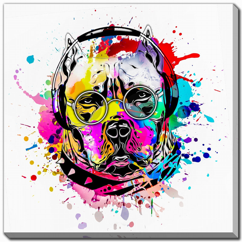 «Vibrant Dog in Casque», art mural, H 24 po x l 24 po