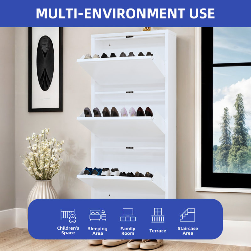 8 Pair Flip Down Shoe Storage Cabinet