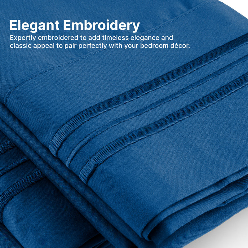 Pillowcase Set, Soft Double Brushed Microfiber, Cooling & Breathable Pillow Covers, Set of 4, Queen, Royal Blue