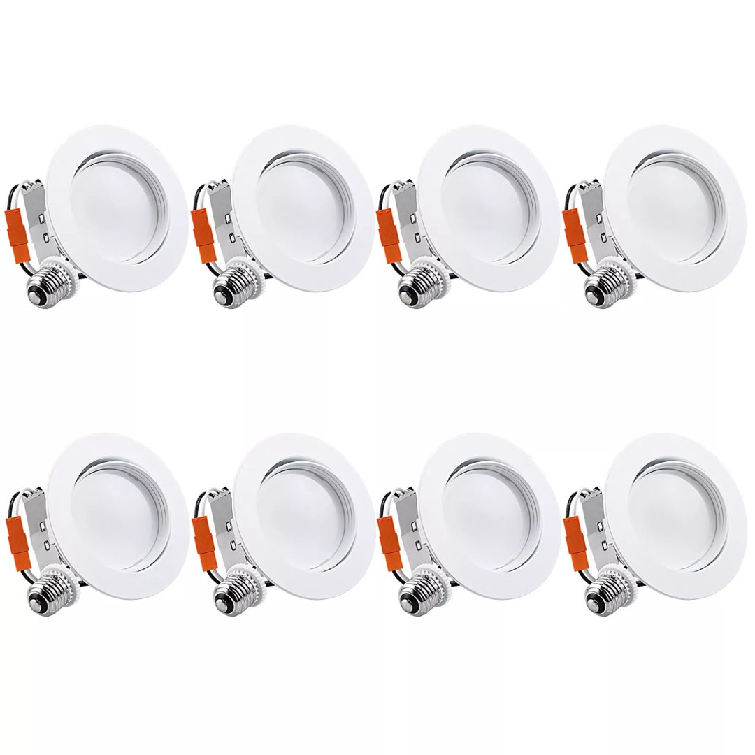 4 Inch Gimbal LED Recessed Light, 10W Dimmable Directional Adjustable Retrofit Downlight, 5000K (Set of 8) TORCHSTAR
