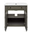 Meuble-lavabo rétro de 31 pouces avec lavabo rectangulaire, tablettes réglables et pieds cylindriques rainurés gris antique, rangement spacieux, entretien facile, bois massif-1448624577