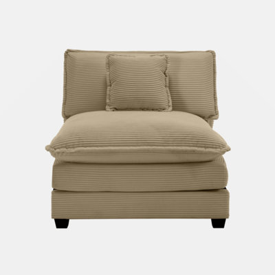 Armless Deep Seat Corduroy Single Sofa, Can Be Used With Combined With Alternative Armrest And Combined With Alrmess 2 Seater Sofas ,Tan Corduroy Fabric