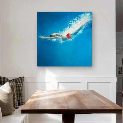 Diving Jump - Marine Blue Metal Print for Home Decor | Art