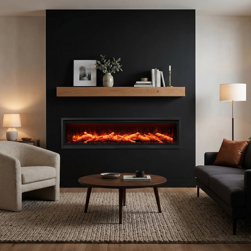 Wrought Studio Recessed Wall Mounted Electric Fireplace, 4.6" H x 65" W x 18.3" D, Gray